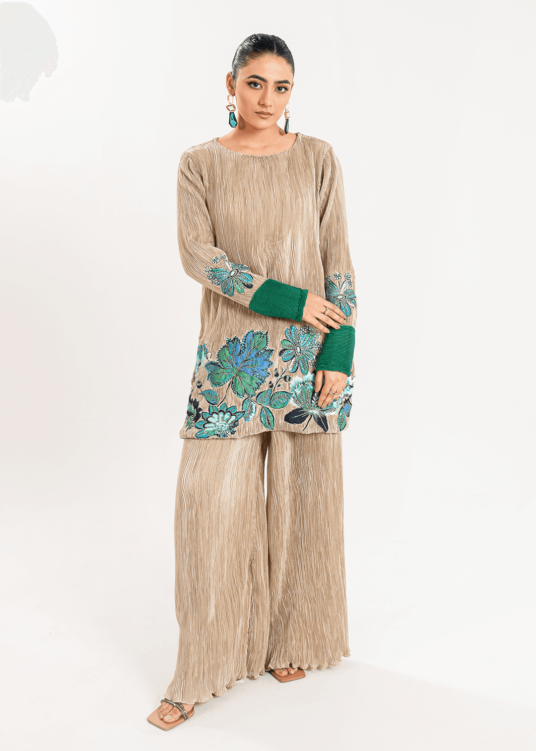 Maria Osama Khan | Claire Pleated Silk | Stardust - Pakistani Designer Dress - by Maria Osama Khan | Type: Formal - 100% Original at Saira Sultan