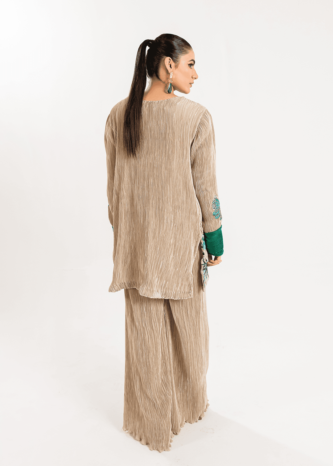 Maria Osama Khan | Claire Pleated Silk | Stardust - Pakistani Designer Dress - by Maria Osama Khan | Type: Formal - 100% Original at Saira Sultan