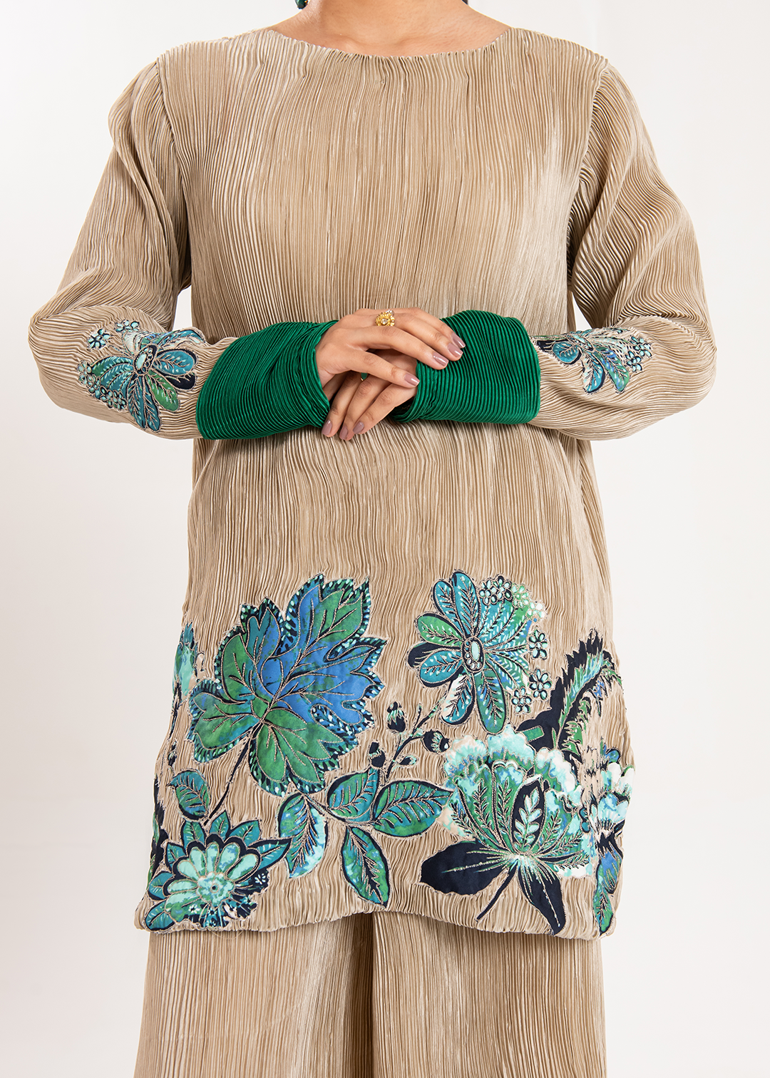 Maria Osama Khan | Claire Pleated Silk | Stardust - Pakistani Designer Dress - by Maria Osama Khan | Type: Formal - 100% Original at Saira Sultan