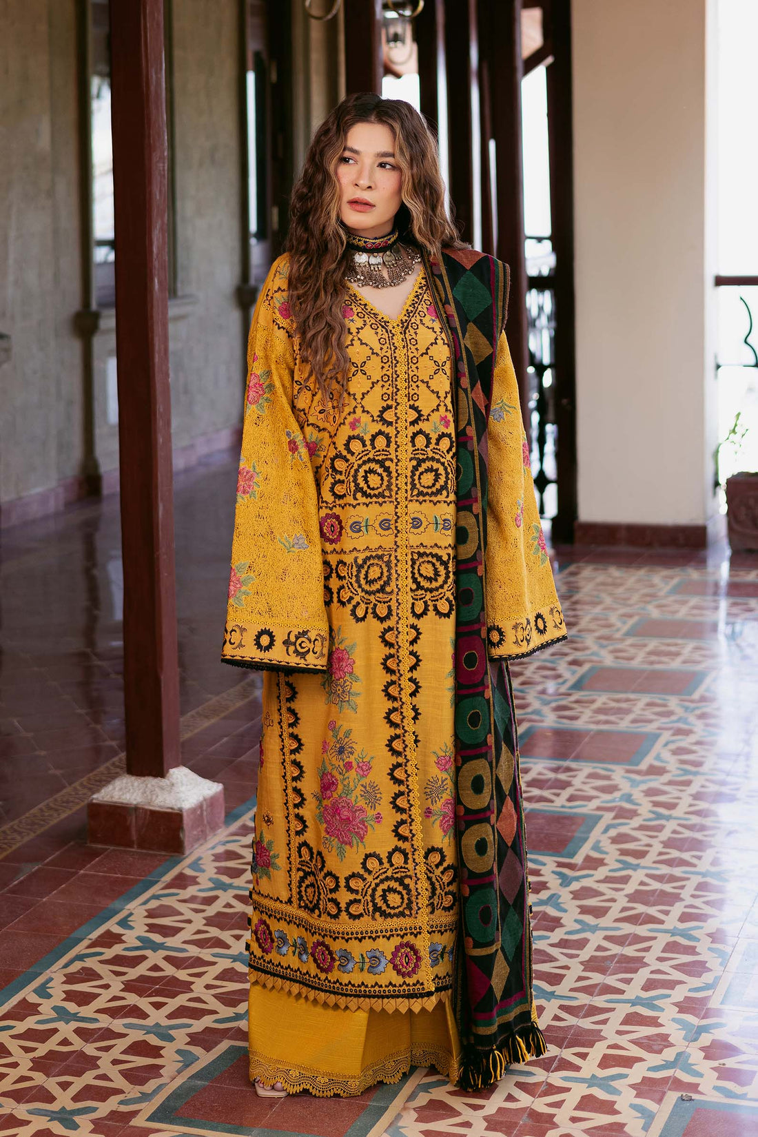 Maryam Hussain | Silk Edit | Hazel XS Mustard Yellow Khaddar
