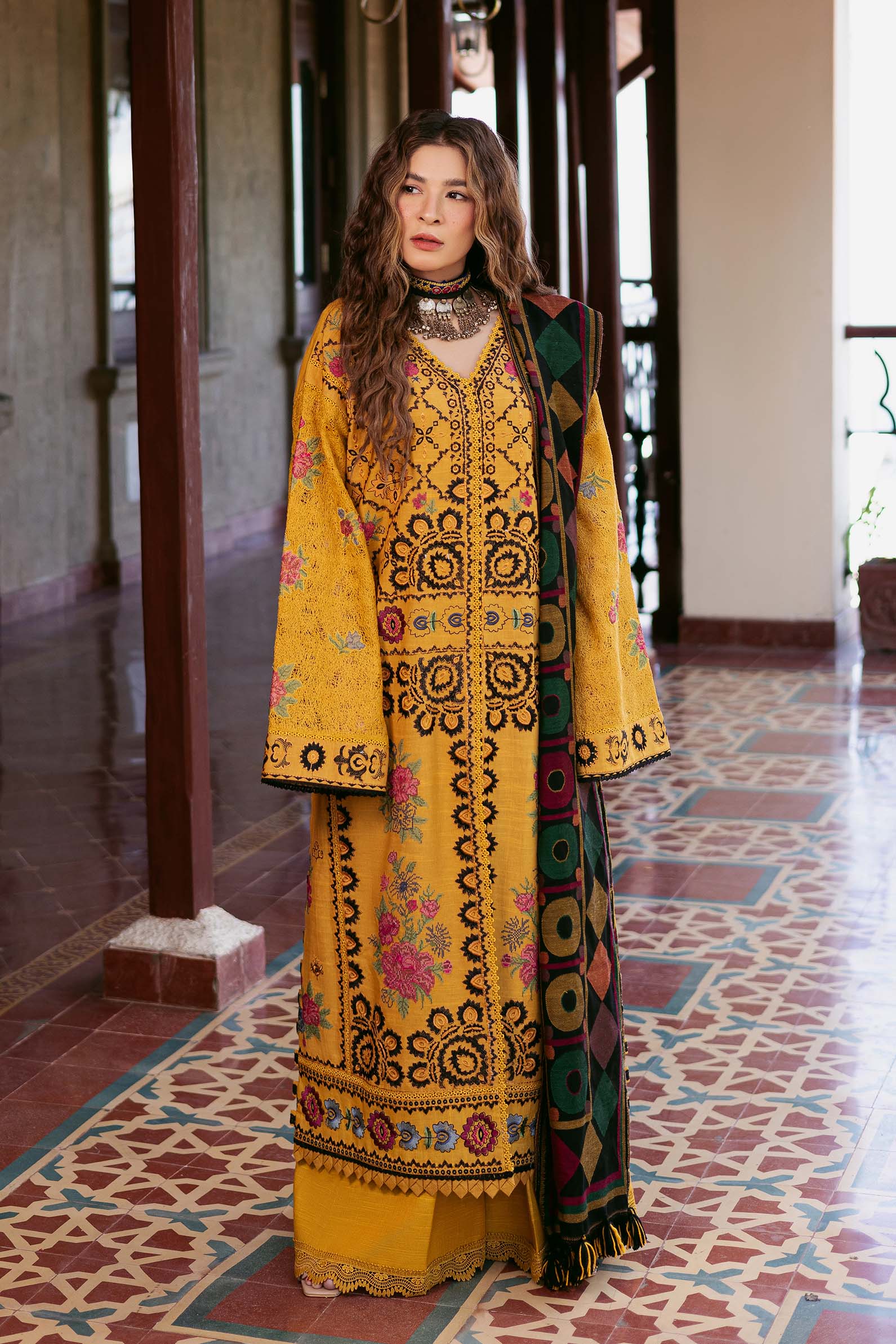 Maryam Hussain | Silk Edit | Hazel XS Mustard Yellow Khaddar