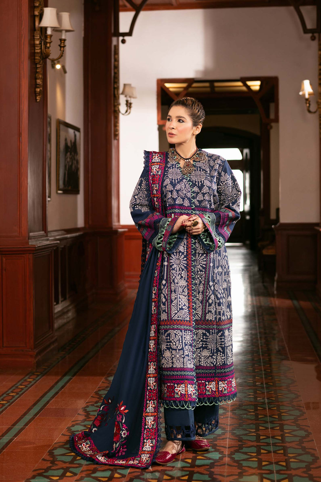 Maryam Hussain | Silk Edit | Breeze XS Navy Blue Khaddar