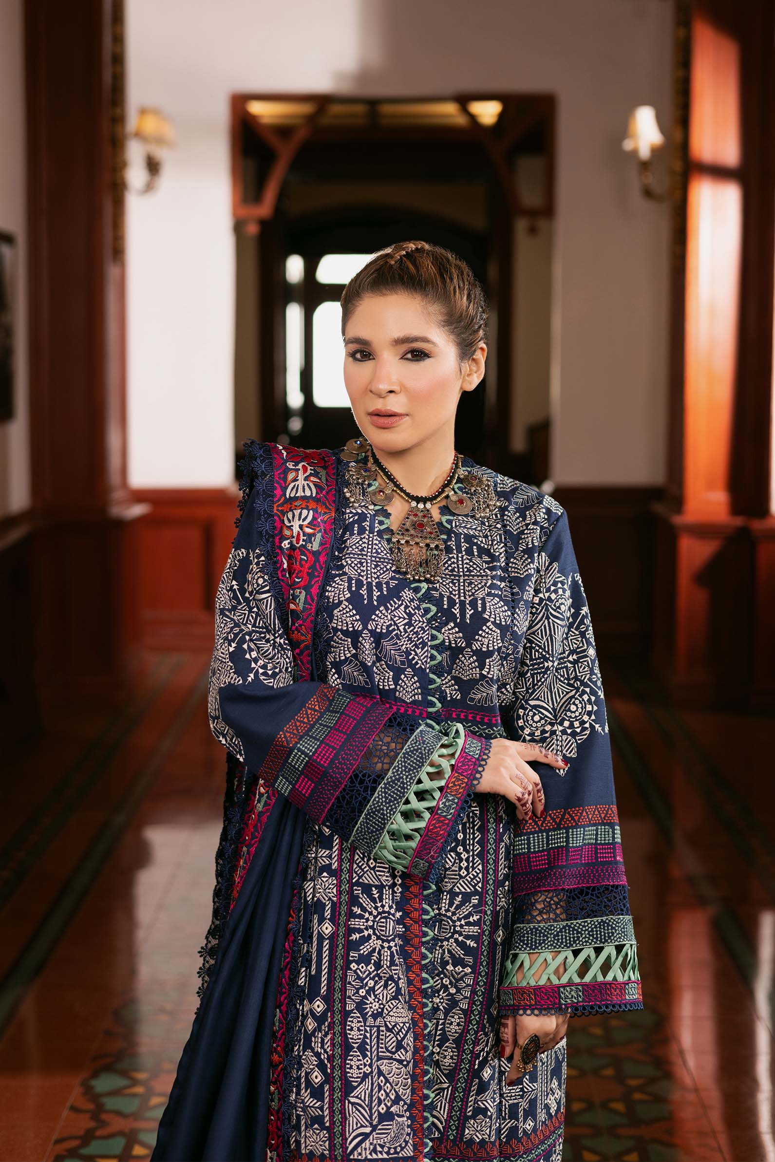 Maryam Hussain | Silk Edit | Breeze L Navy Blue Khaddar