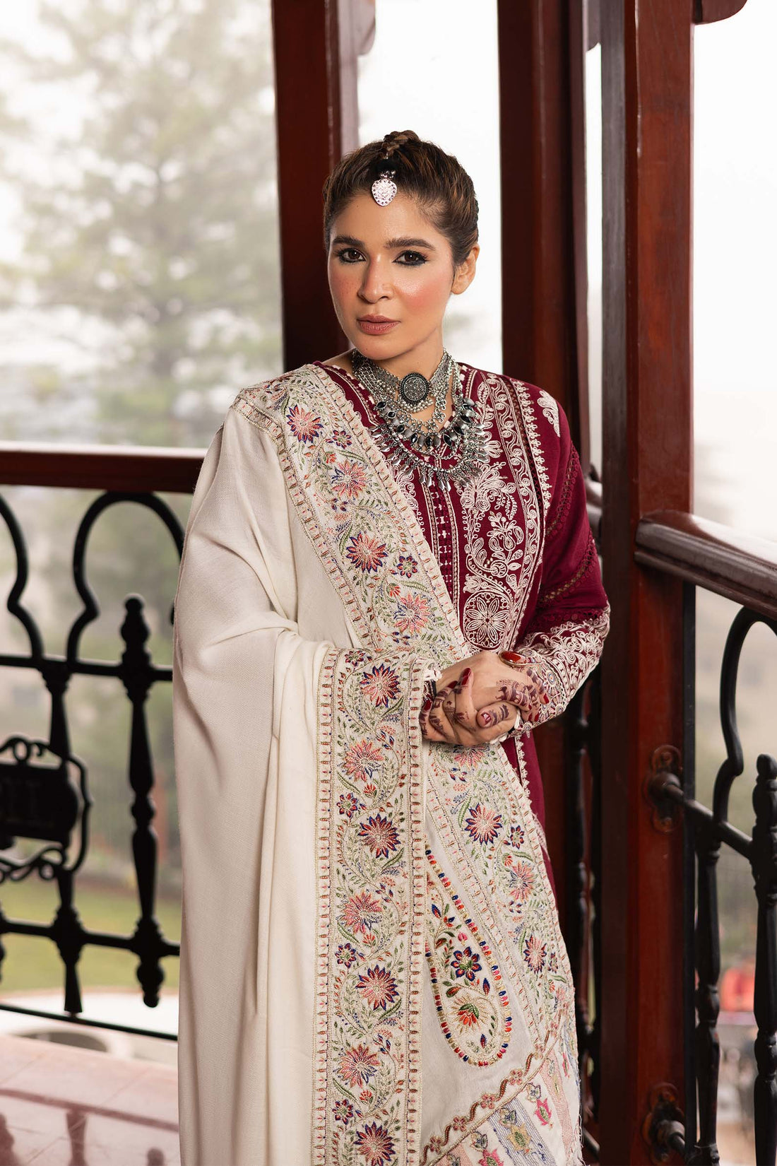 Maryam Hussain | Silk Edit | Jade XS Maroon Khaddar