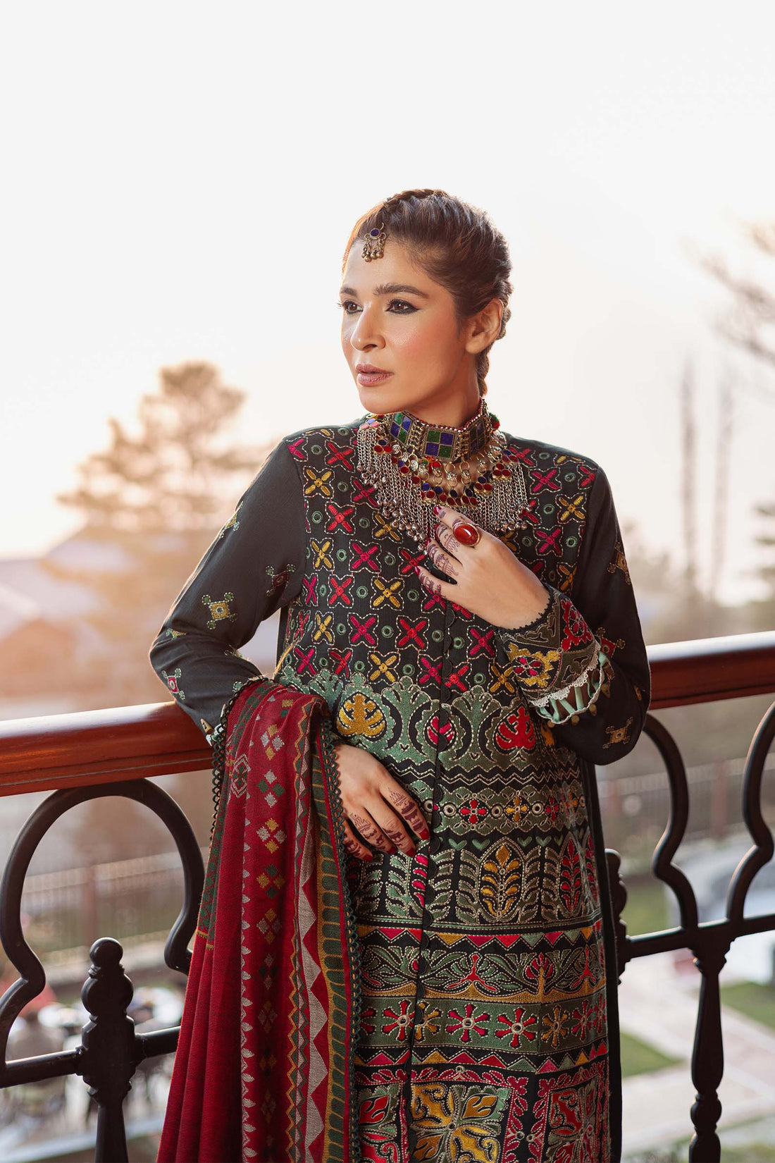 Maryam Hussain | Silk Edit | Forest XS Army Green Khaddar