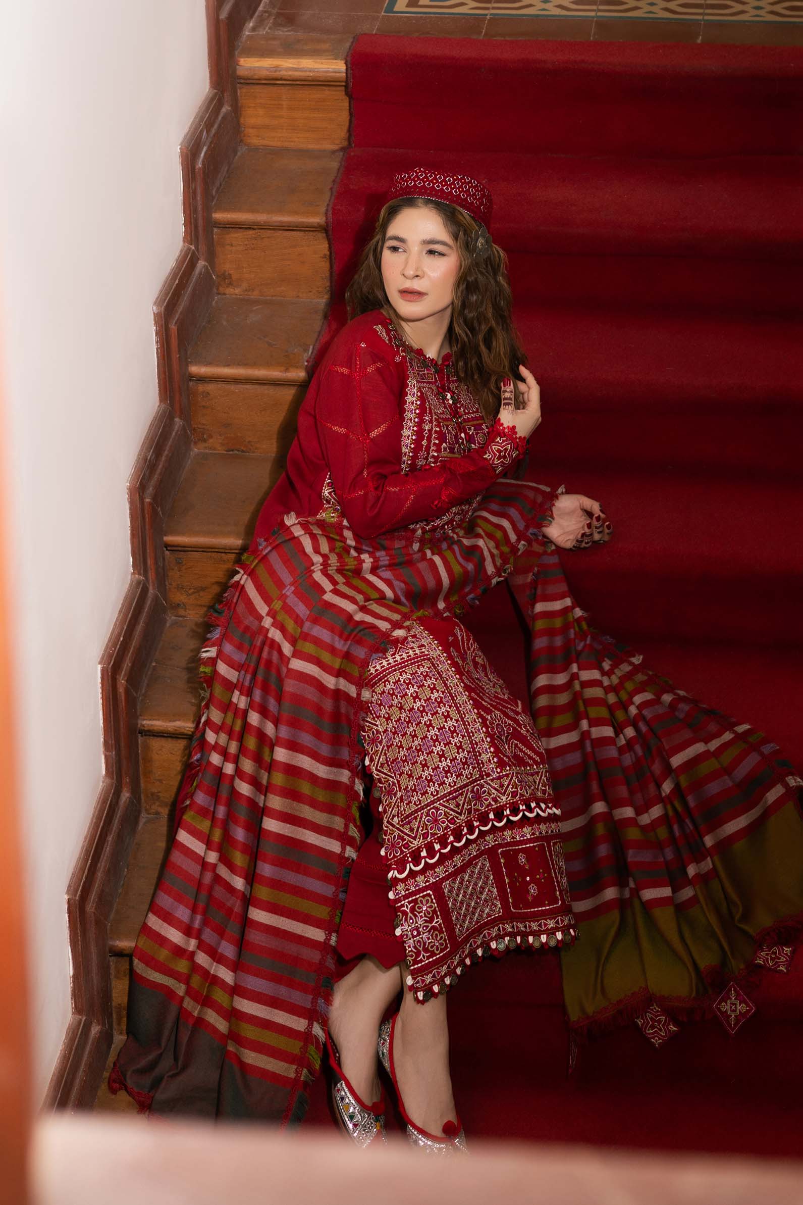 Maryam Hussain | Silk Edit | Rose M Blood Red Khaddar