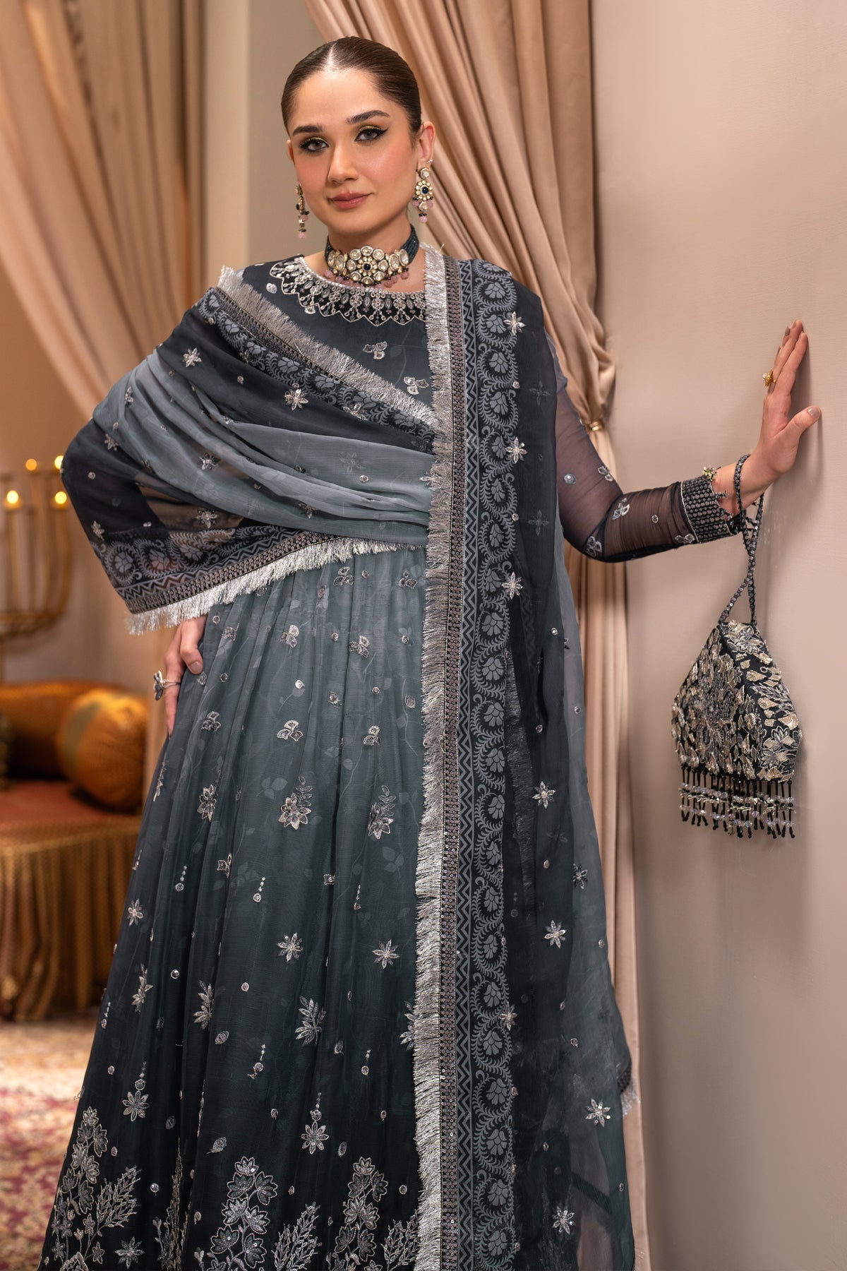 Alizeh | Jhalak Formals | AF-JHLK-08-MASTANI M Blue Gray Chiffon