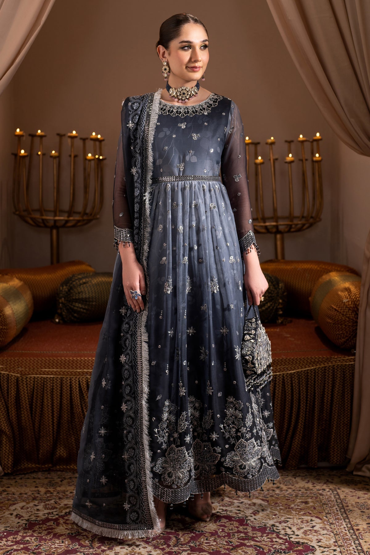 Alizeh | Jhalak Formals | AF-JHLK-08-MASTANI S Blue Gray Chiffon