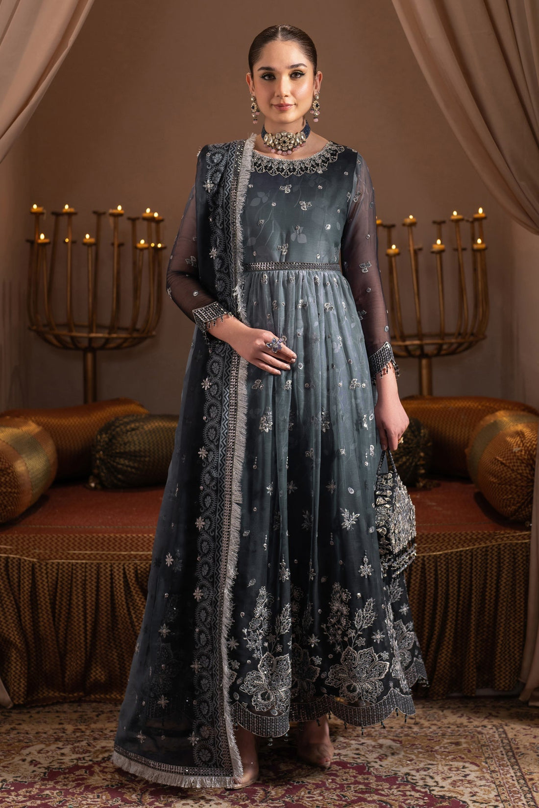 Alizeh | Jhalak Formals | AF-JHLK-08-MASTANI XS Blue Gray Chiffon