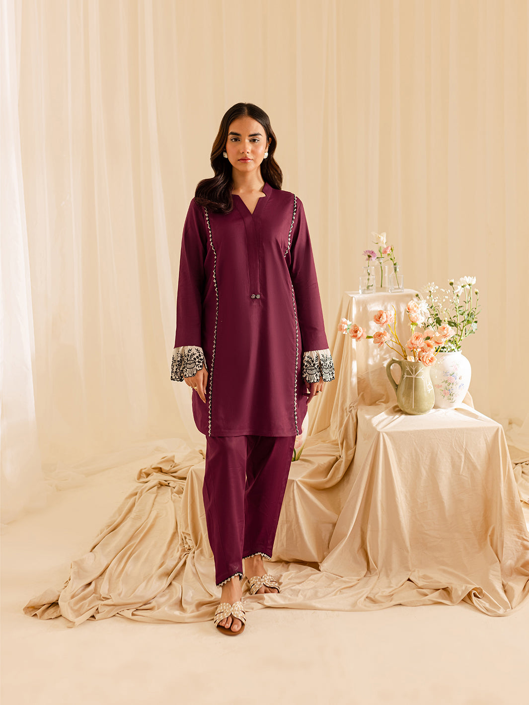 Mahnur | Petal Whispers Lawn Pret | Meadow XS Magenta Lawn