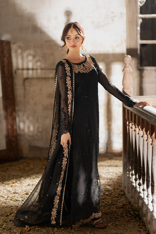 Azure | Ensembles Embroidered Formals | Midnight Veil XL Black Chiffon