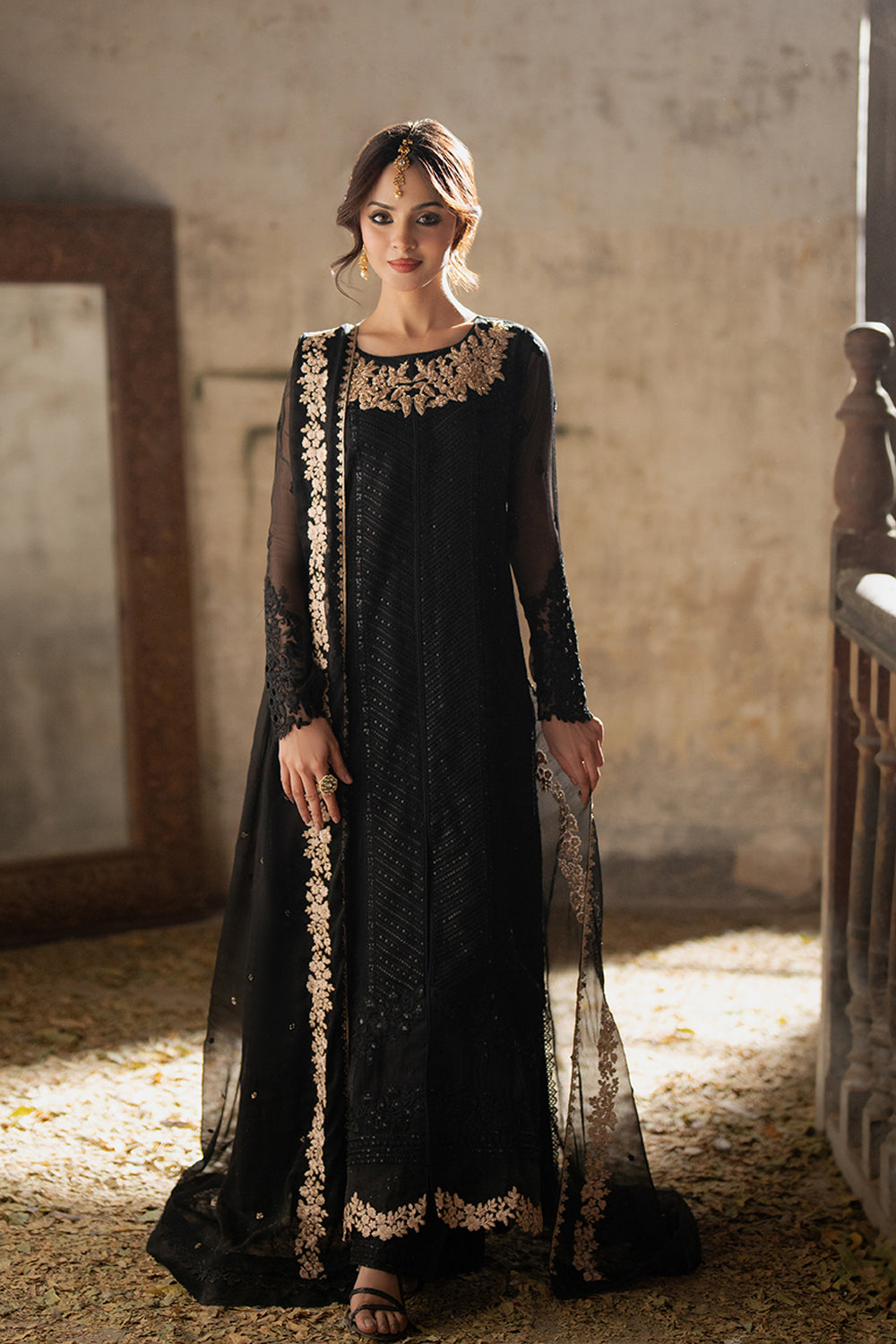 Azure | Ensembles Embroidered Formals | Midnight Veil XS Black Chiffon