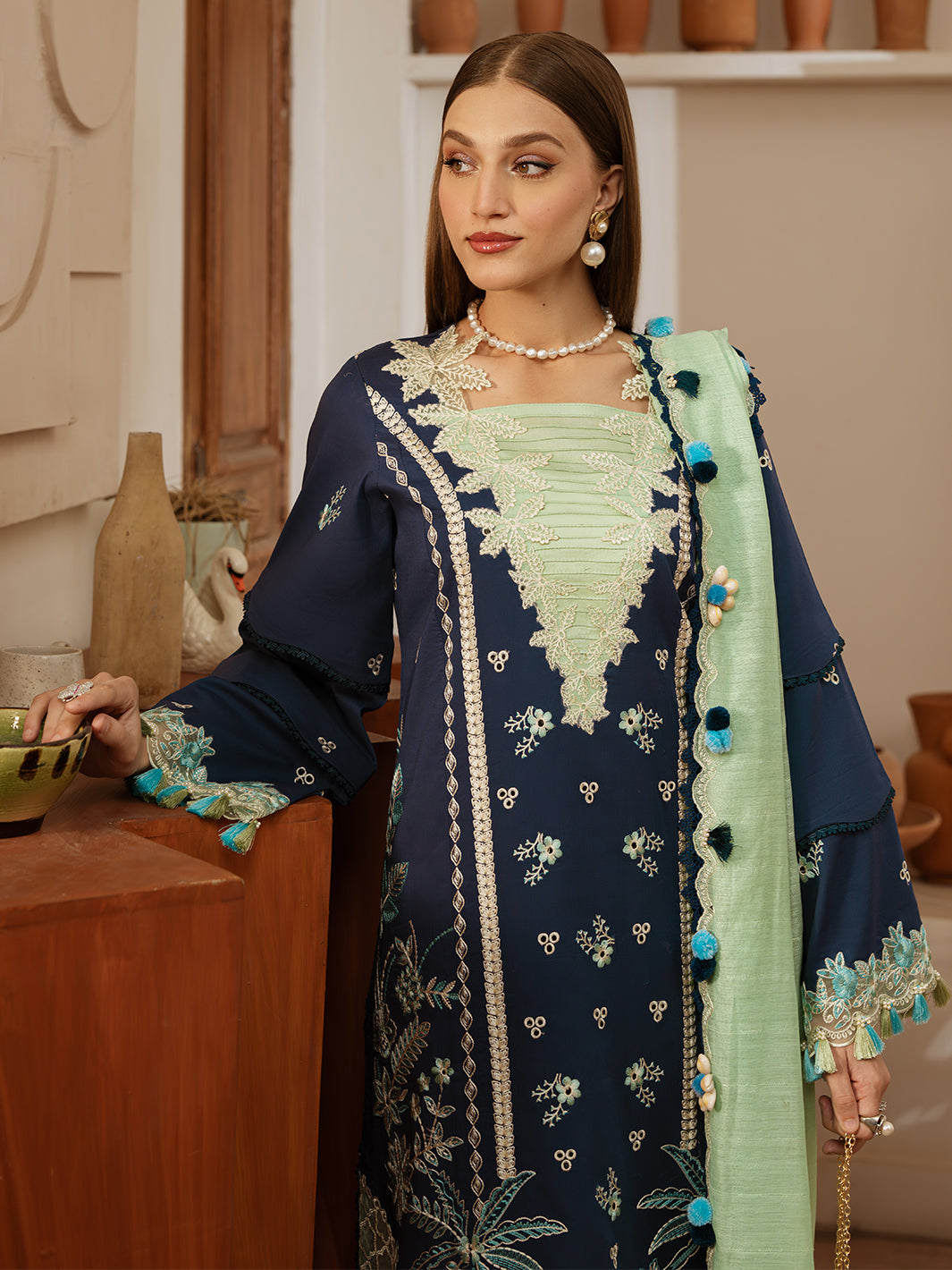 Mahnur | Florence Luxury Lawn 25 | MIRAAL M Navy Blue Lawn