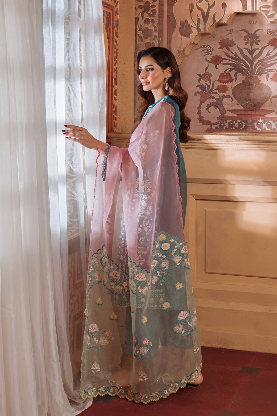 Sahar | Festive Edit Ready to Wear | Serene Teal - RTW S Sea Green Organza
