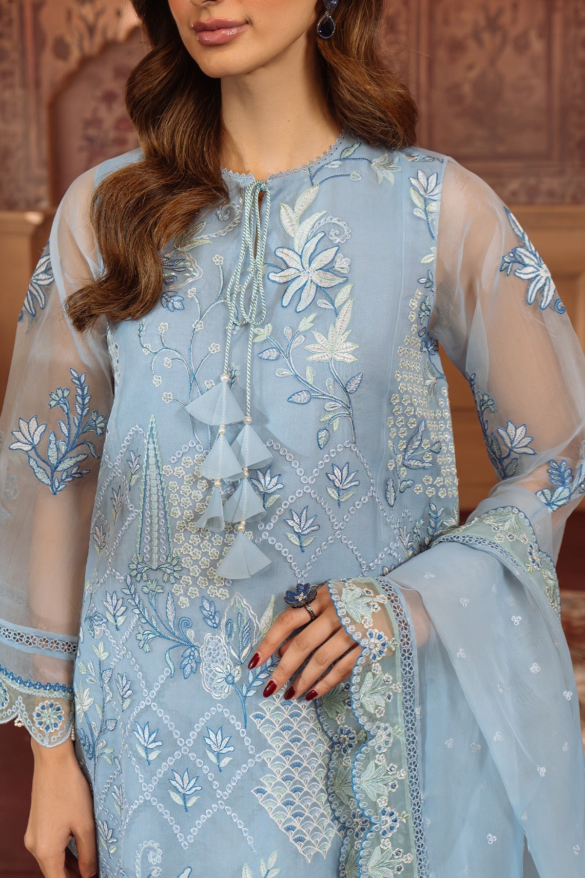 Sahar | Festive Edit Ready to Wear | Glacier Veil - RTW L Sky Blue Lawn