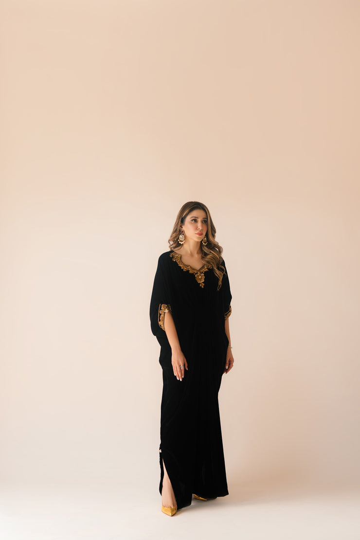Sammy K | Velvet Festive Edit | Black Velvet Caftan XS Black Velvet