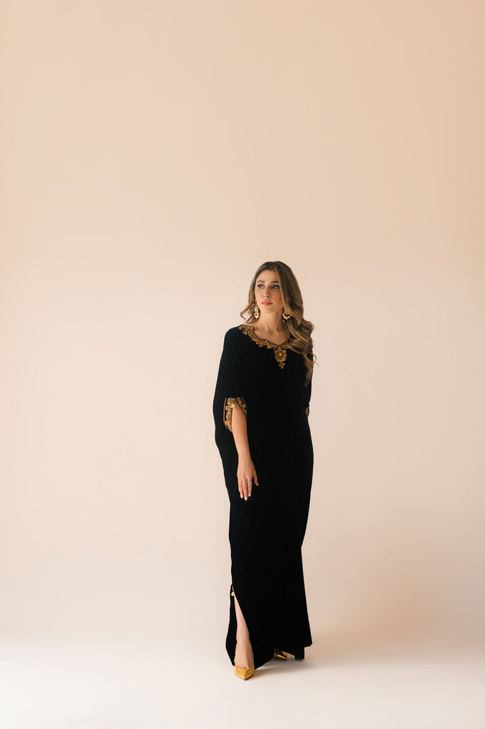 Sammy K | Velvet Festive Edit | Black Velvet Caftan XS Black Velvet