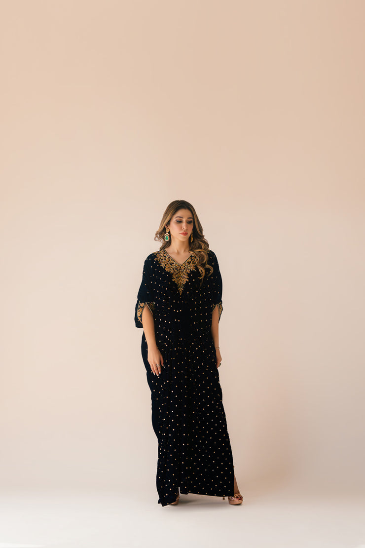 Sammy K | Velvet Festive Edit | Navy Blue Caftan XS Midnight Blue Velvet