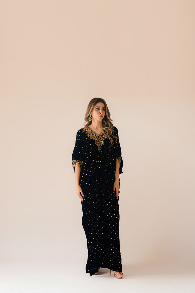 Sammy K | Velvet Festive Edit | Navy Blue Caftan L Midnight Blue Velvet