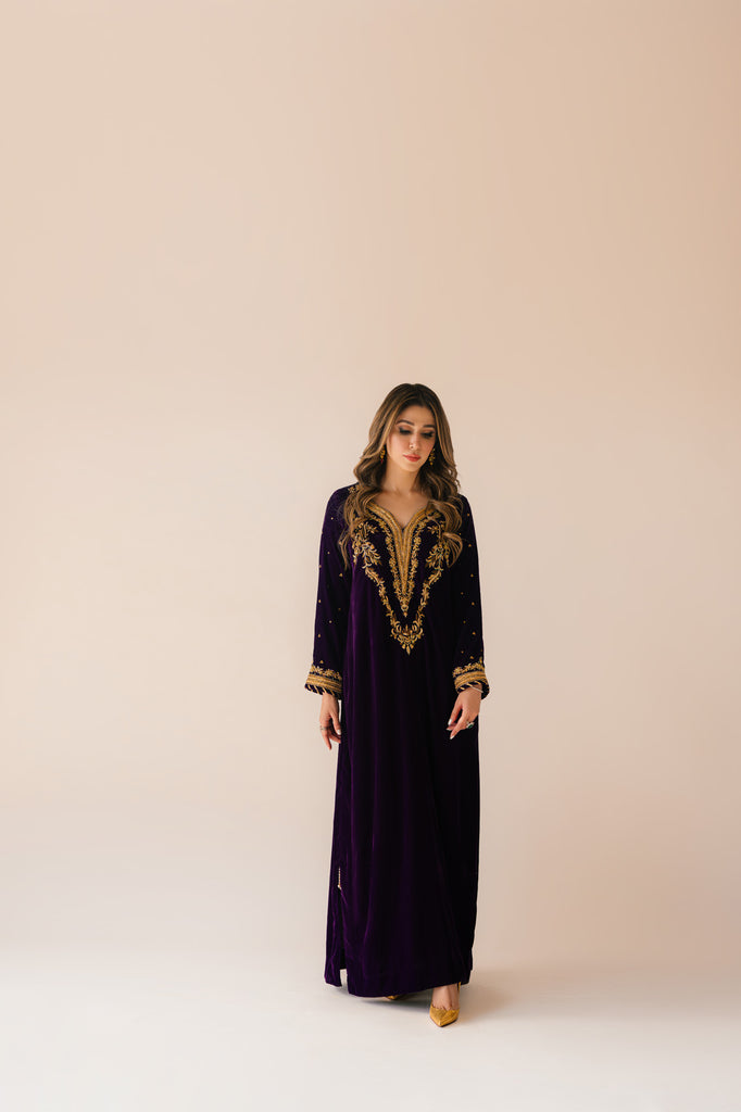 Sammy K | Velvet Festive Edit | Purple Velvet Maxi Outfit XS Dark Purple Velvet