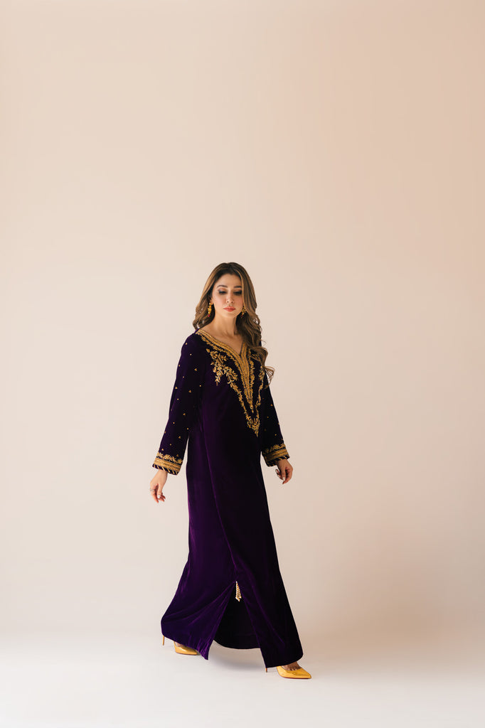 Sammy K | Velvet Festive Edit | Purple Velvet Maxi Outfit XS Dark Purple Velvet
