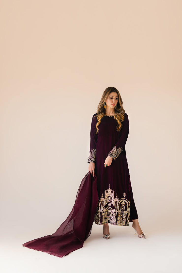 Sammy K | Velvet Festive Edit | Burgundy velvet monument outfit XS Burgundy Velvet