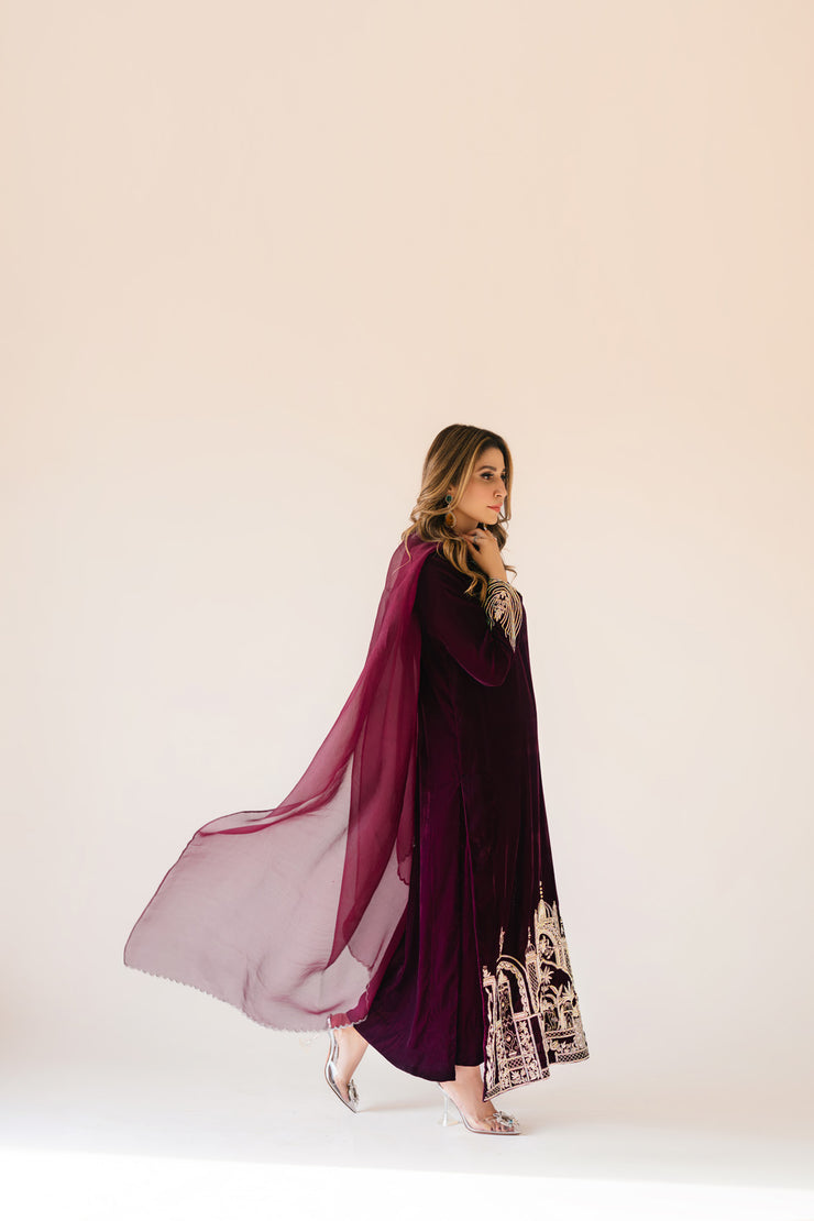 Sammy K | Velvet Festive Edit | Burgundy velvet monument outfit XS Burgundy Velvet