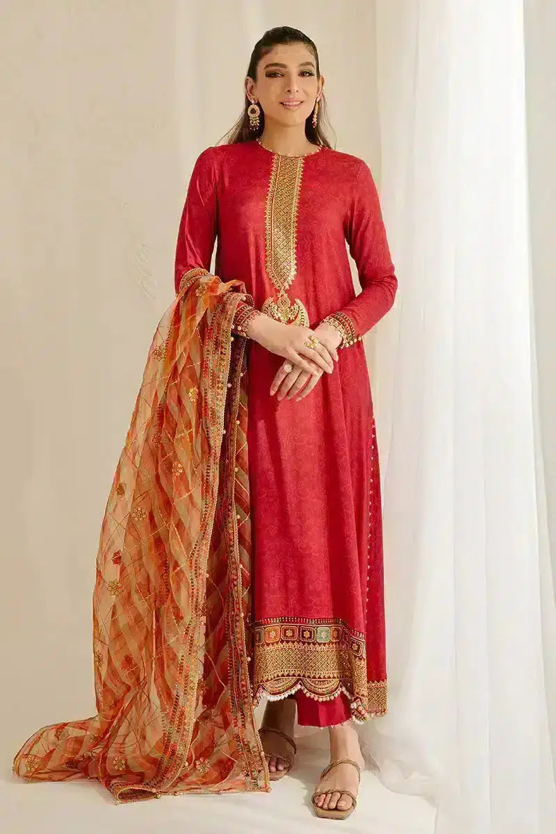 Cross Stitch | Wedding Festive 23 | POMPEIAN RED - Pakistani Designer Dress - by Cross Stitch | Type: Formal - 100% Original at Saira Sultan