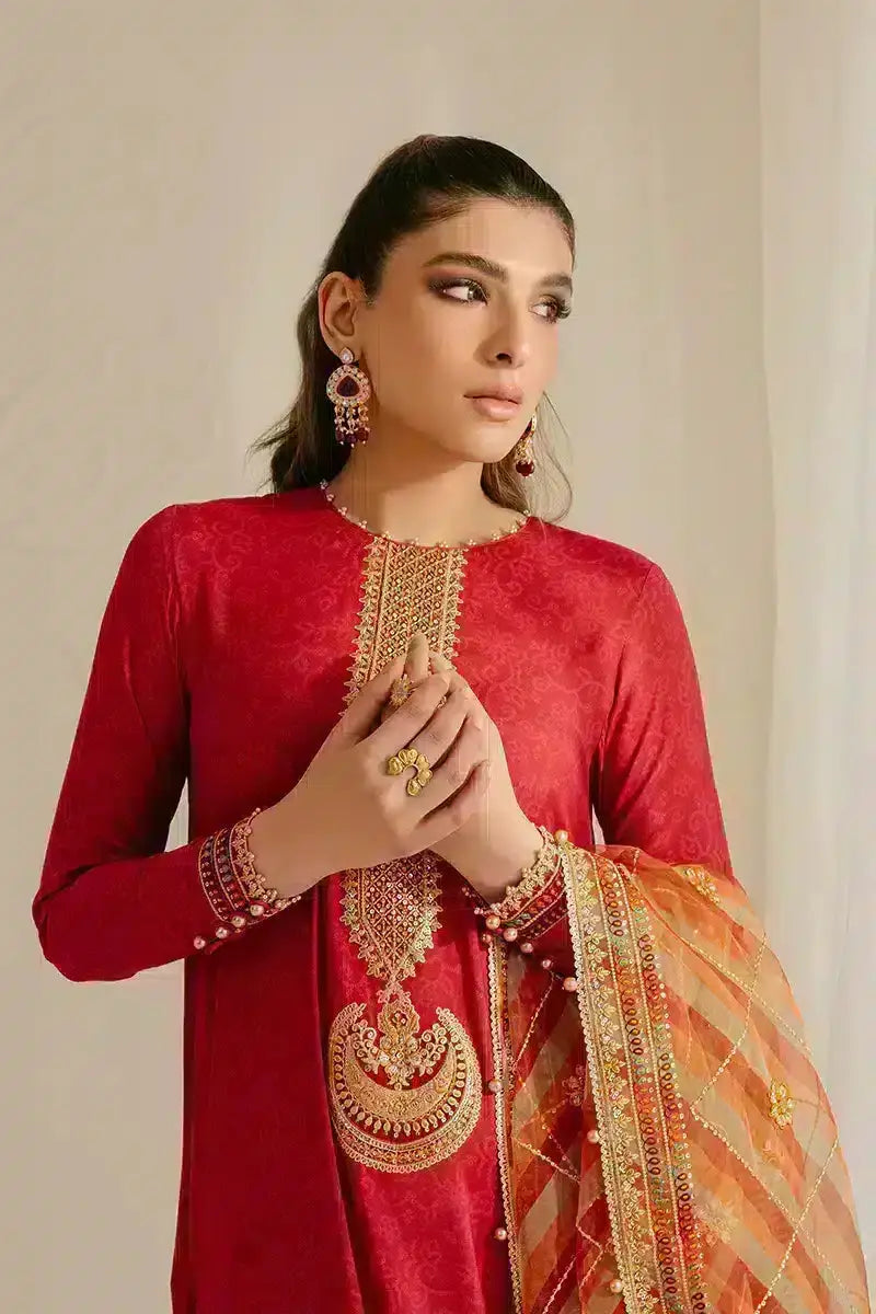 Cross Stitch | Wedding Festive 23 | POMPEIAN RED - Pakistani Designer Dress - by Cross Stitch | Type: Formal - 100% Original at Saira Sultan