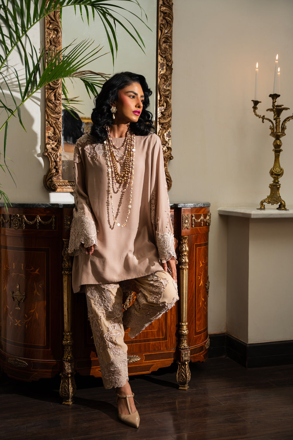 Nilofer Shahid | Aatish the Fire Within | Jahanzadi (2pc) ‚¬€œ Aatish The Fire within XS Pinkish Gray Pure Silk
