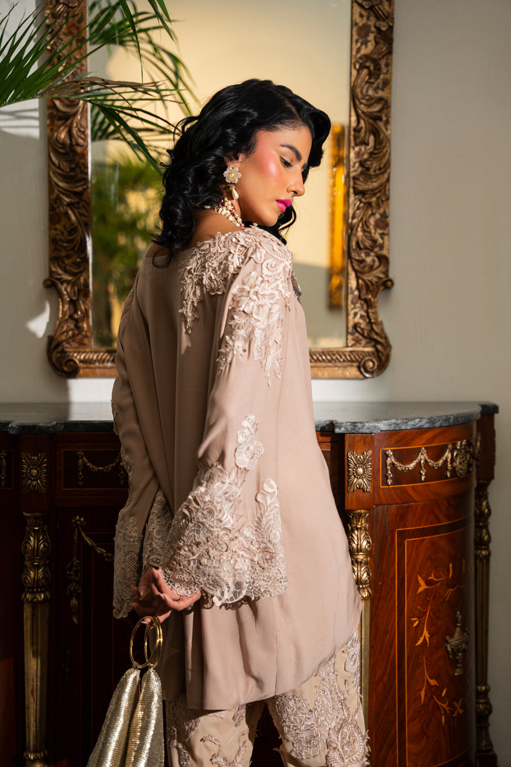 Nilofer Shahid | Aatish the Fire Within | Jahanzadi (2pc) ‚¬€œ Aatish The Fire within M Pinkish Gray Pure Silk