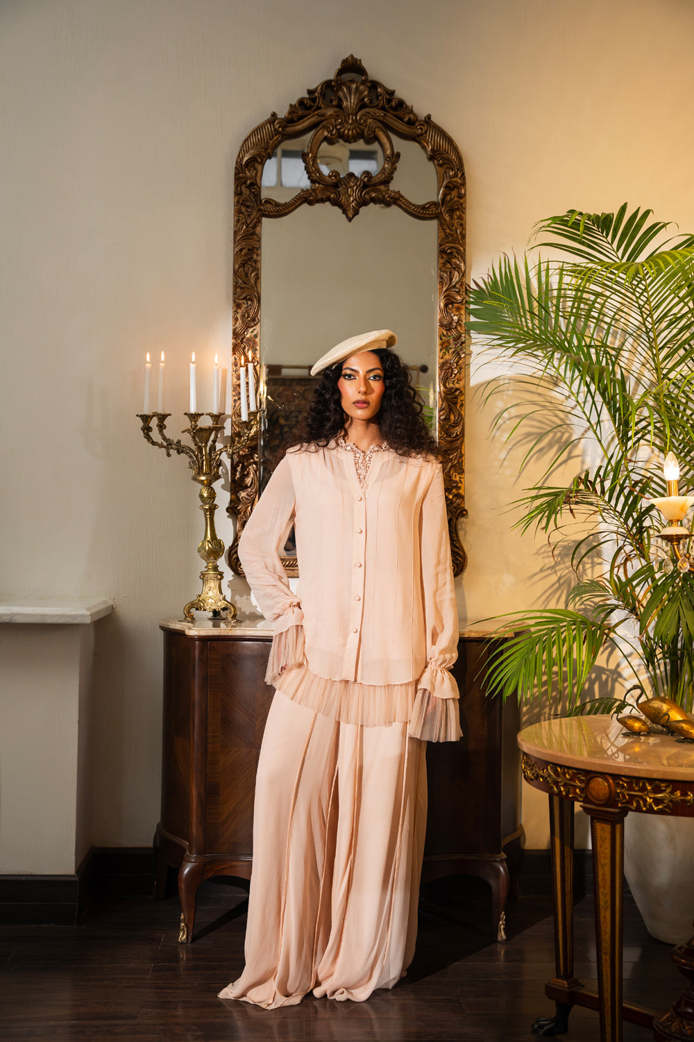 Nilofer Shahid | Aatish the Fire Within | Nayyab (3pc) ‚¬€œ Aatish The Fire within XS Oyster Pink Pure Velvet