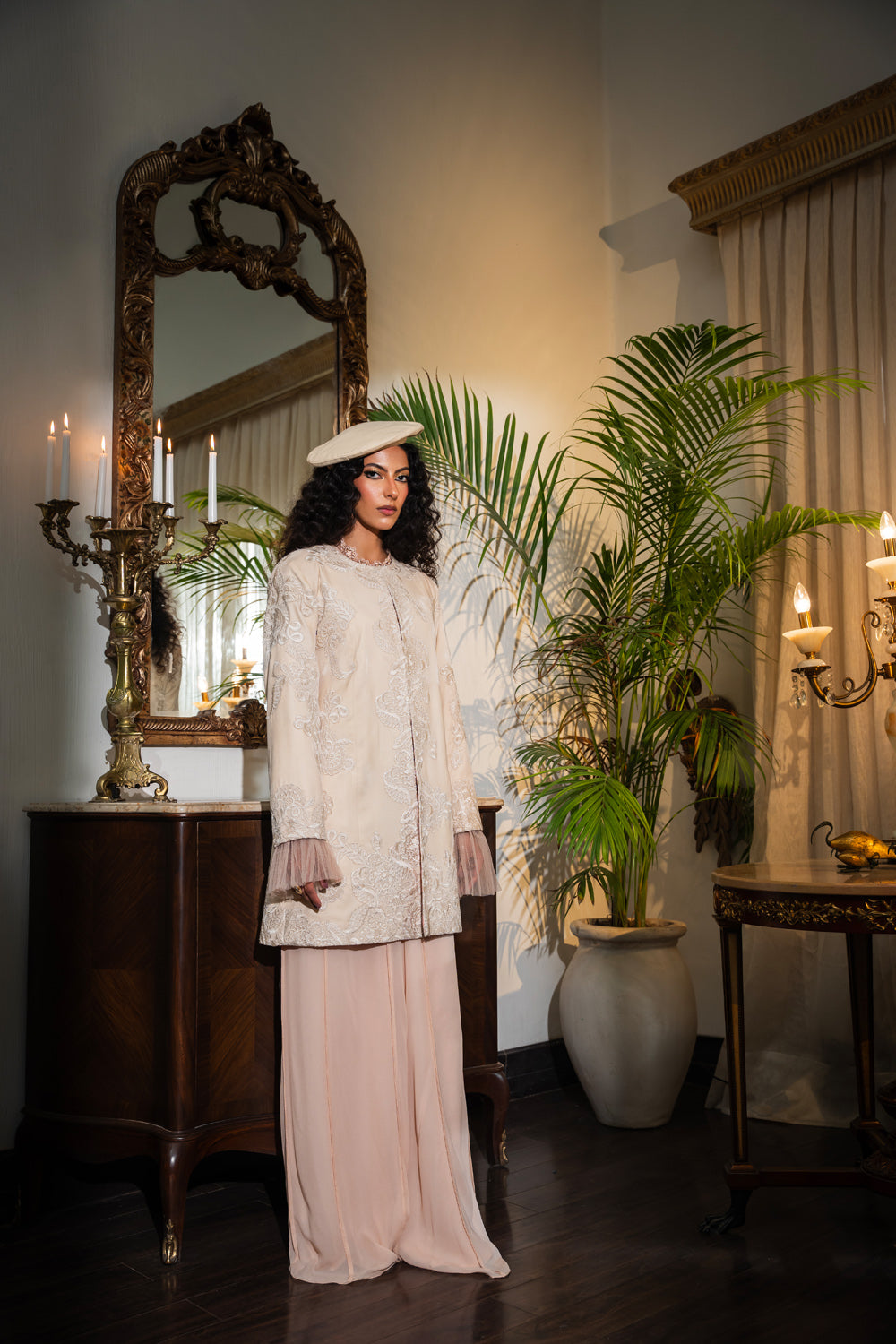 Nilofer Shahid | Aatish the Fire Within | Nayyab (3pc) ‚¬€œ Aatish The Fire within XS Oyster Pink Pure Velvet
