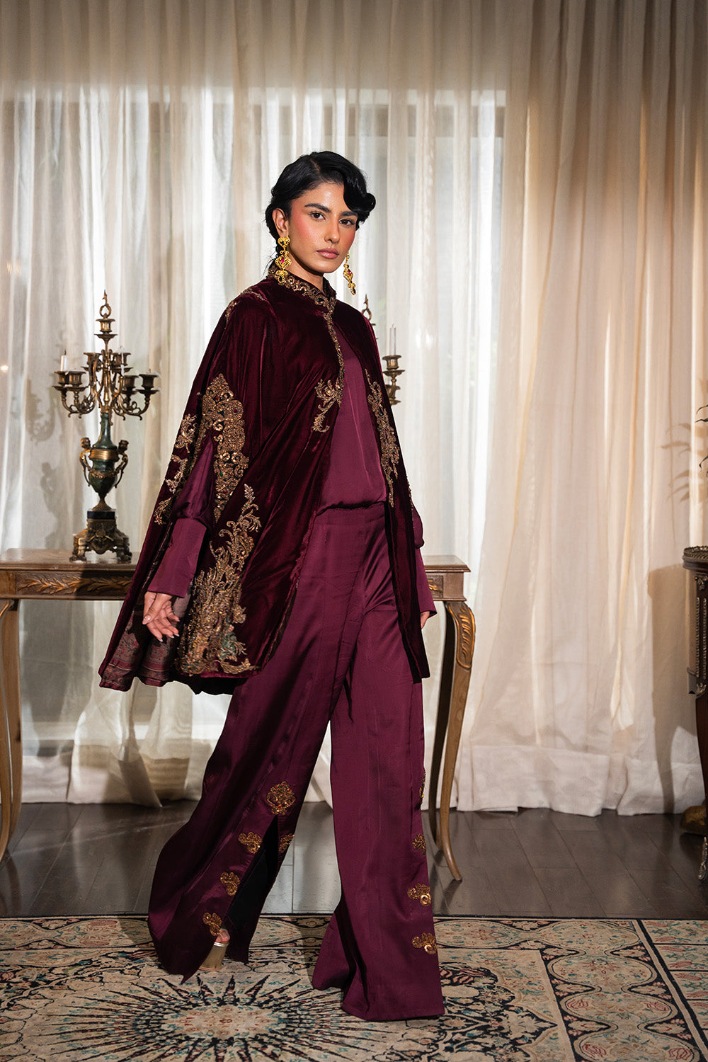 Nilofer Shahid | Aatish the Fire Within | Shiddat (3pc) ‚¬€œ Aatish The Fire within M Burgundy Velvet