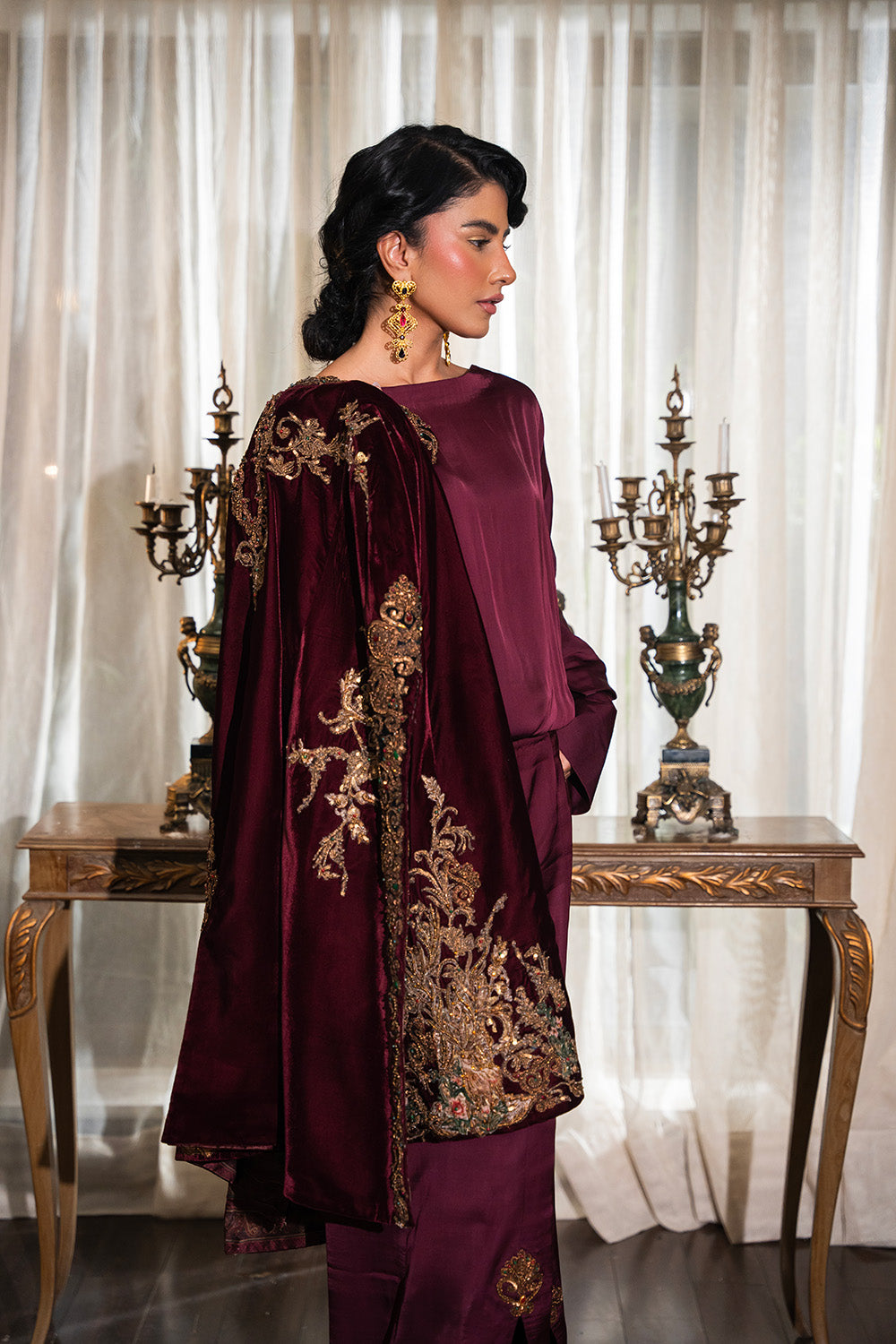 Nilofer Shahid | Aatish the Fire Within | Shiddat (3pc) ‚¬€œ Aatish The Fire within XL Burgundy Velvet