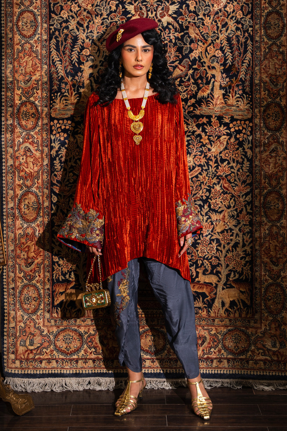 Nilofer Shahid | Aatish the Fire Within | Sholay (2pc) ‚¬€œ Aatish The Fire within XS Red Velvet