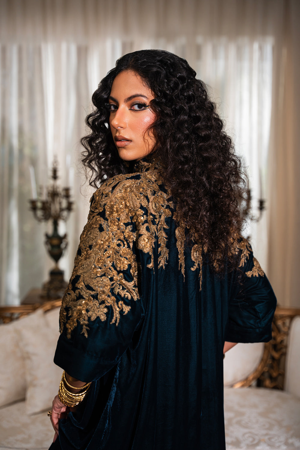 Nilofer Shahid | Aatish the Fire Within | Afsana (1pc) ‚¬€œ Aatish The Fire within L Midnight Blue Pure Velvet