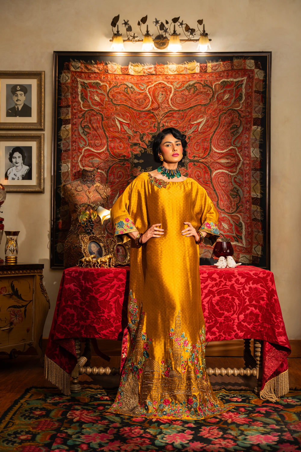 Nilofer Shahid | Aatish the Fire Within | Sunehri (1pc) ‚¬€œ Aatish The Fire within XL Golden Silk