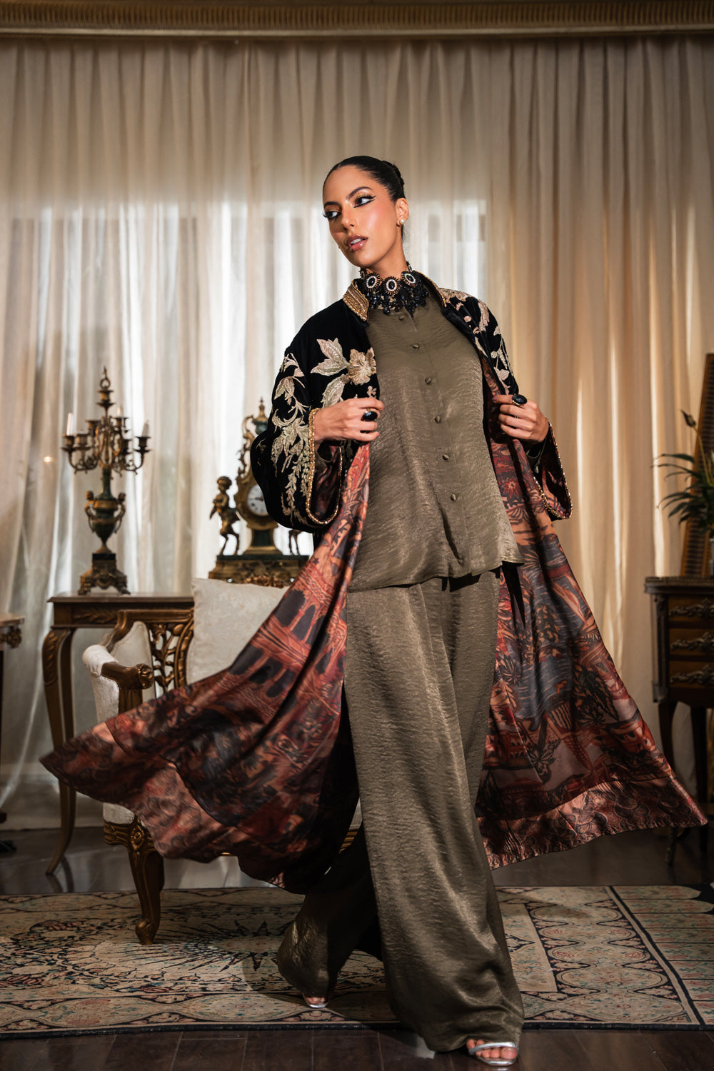 Nilofer Shahid | Aatish the Fire Within | Zaib (3pc) ‚¬€œ Aatish The Fire within XL Black Pure Velvet