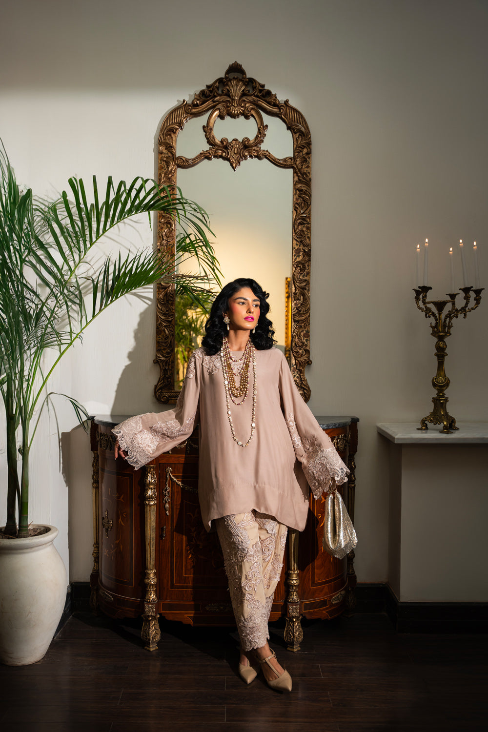 Nilofer Shahid | Aatish the Fire Within | Jahanzadi (2pc) ‚¬€œ Aatish The Fire within XS Pinkish Gray Pure Silk