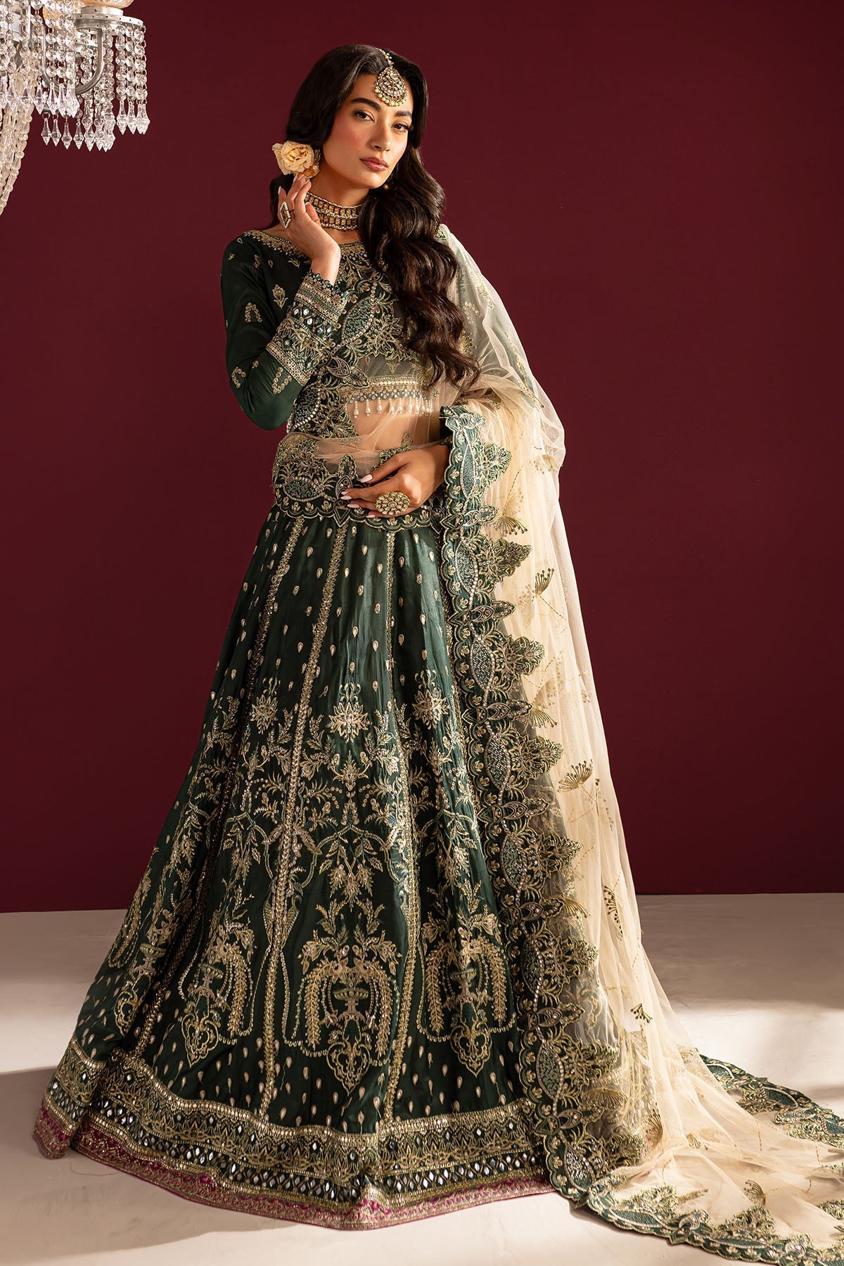 Nureh | Wedding Formals 24 | FP-135 L Bottle Green Silk