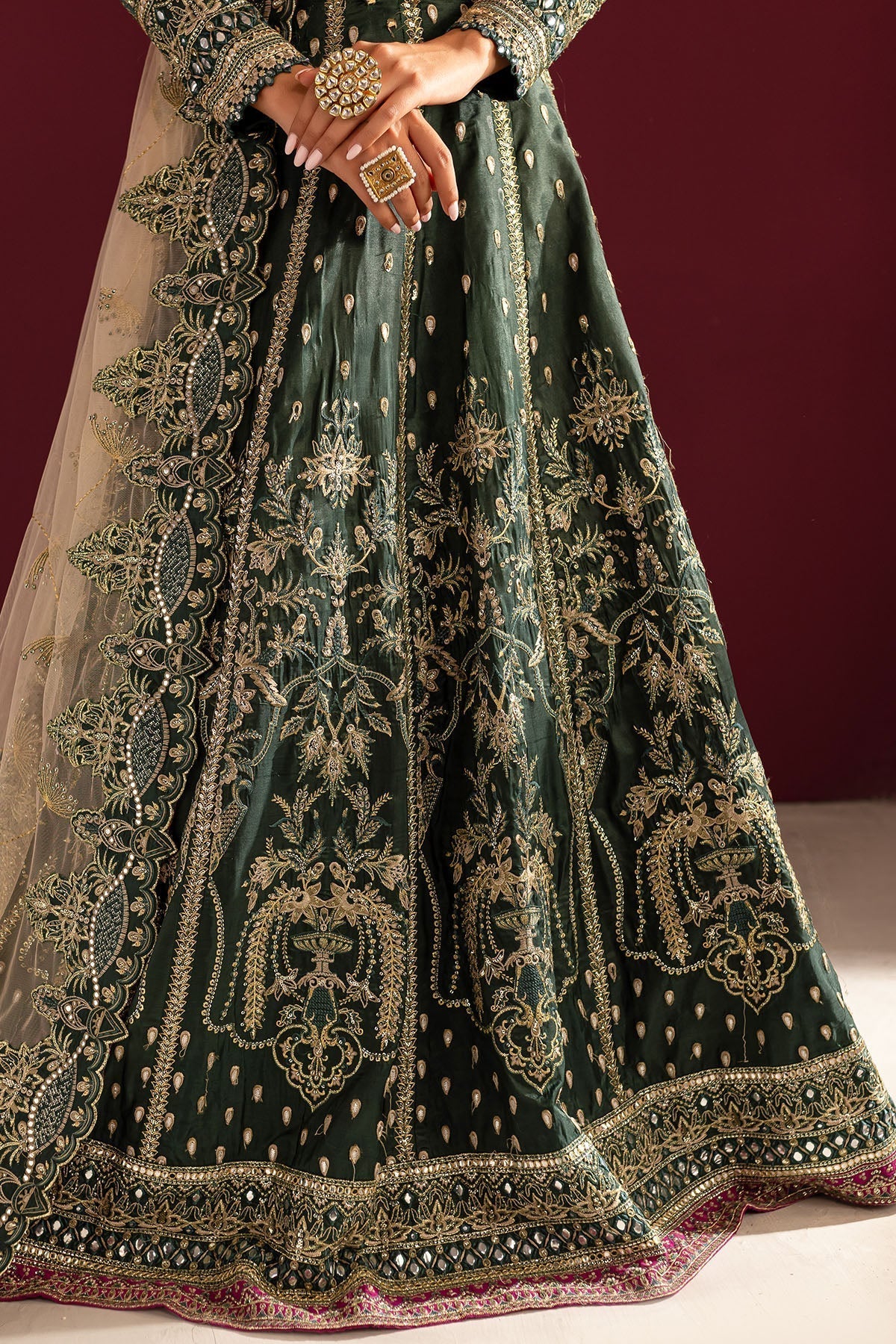 Nureh | Wedding Formals 24 | FP-135 XL Bottle Green Silk