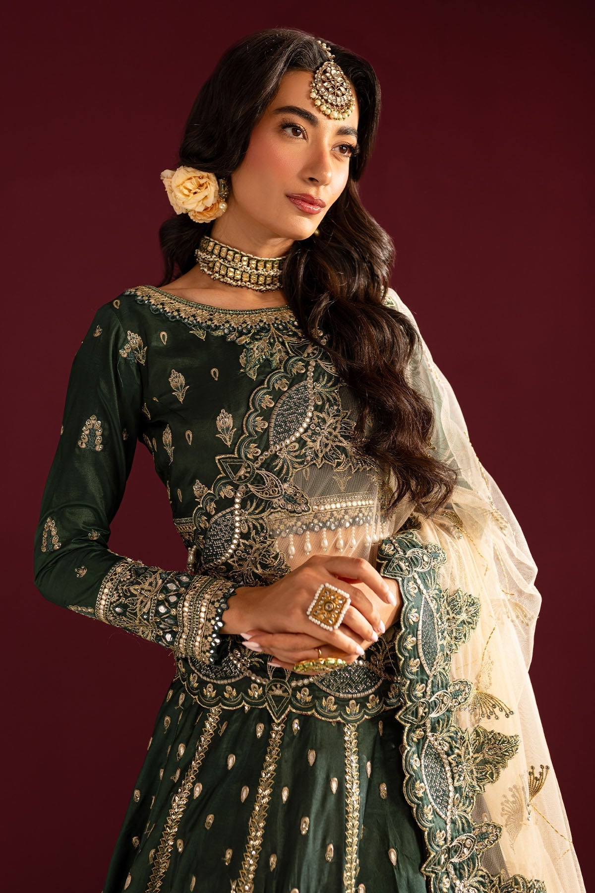 Nureh | Wedding Formals 24 | FP-135 Custom Size Bottle Green Silk