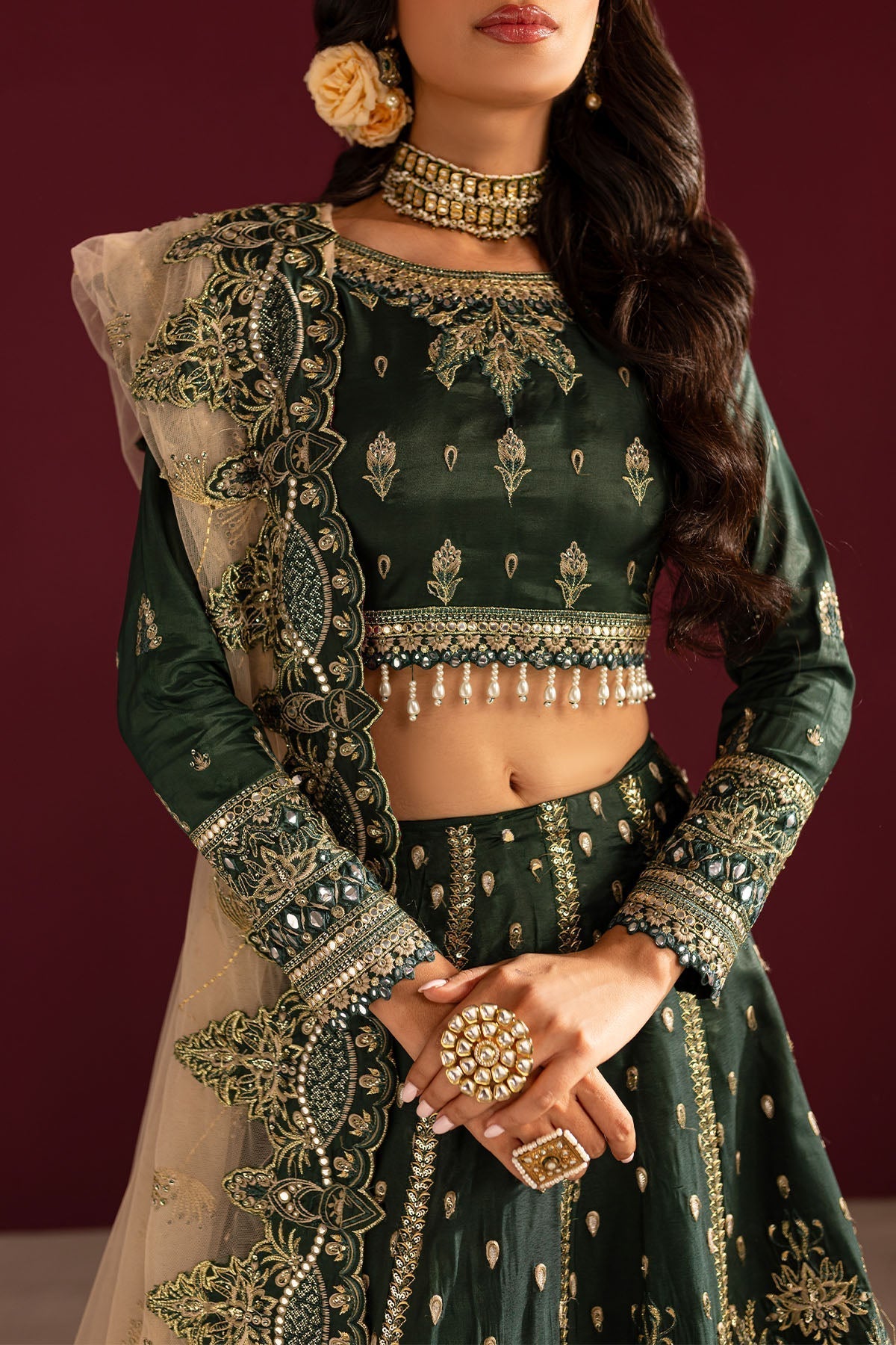 Nureh | Wedding Formals 24 | FP-135 M Bottle Green Silk