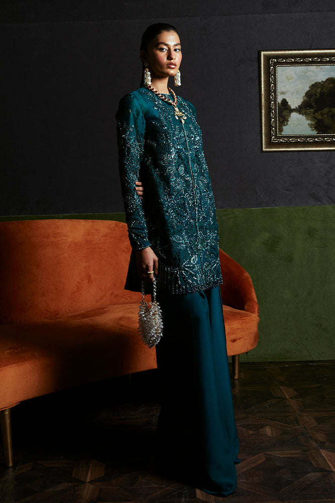 Suffuse | Luxury Pret 24 | JASMINE S Teal Green Organza
