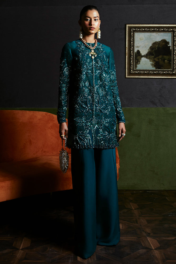 Suffuse | Luxury Pret 24 | JASMINE XL Teal Green Organza