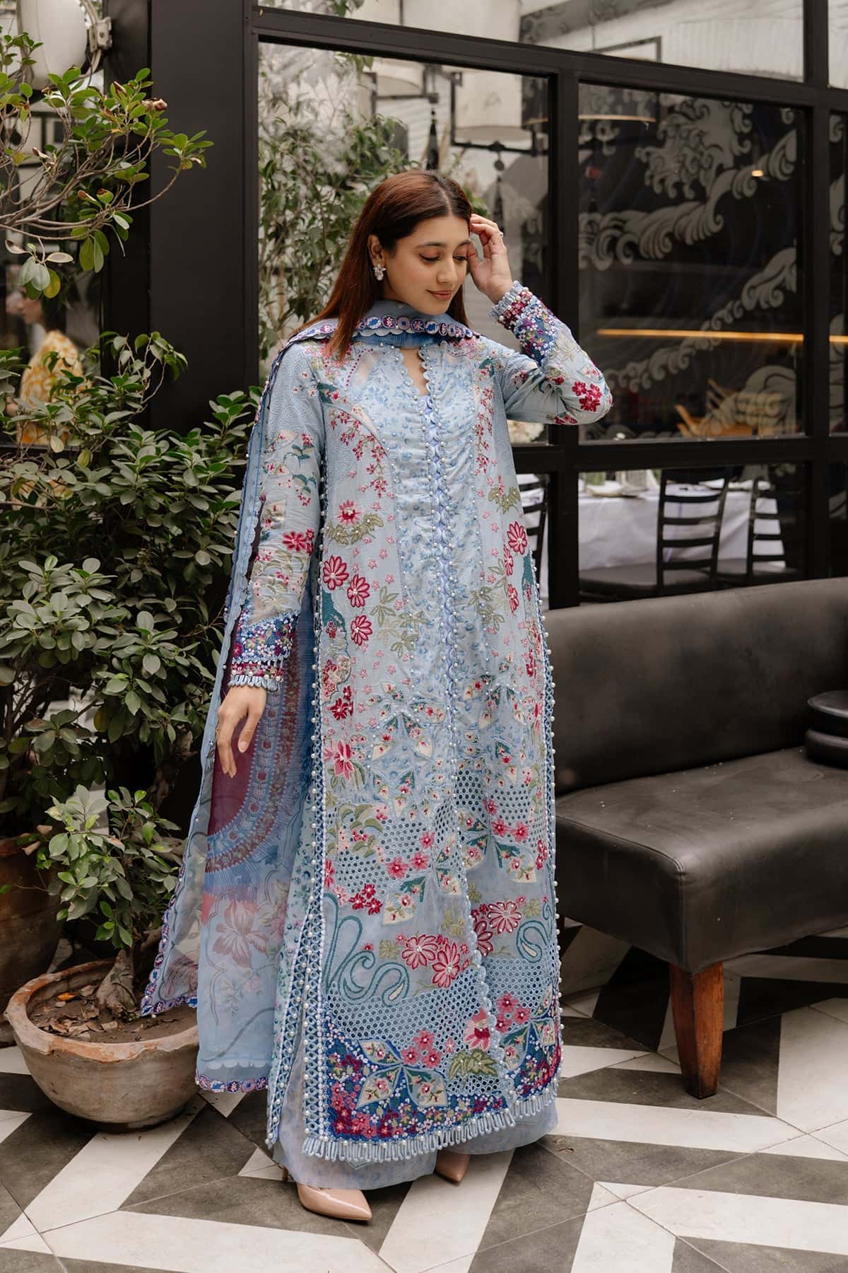 Afrozeh | Lawn 25 | Presta XL Light Blue Lawn