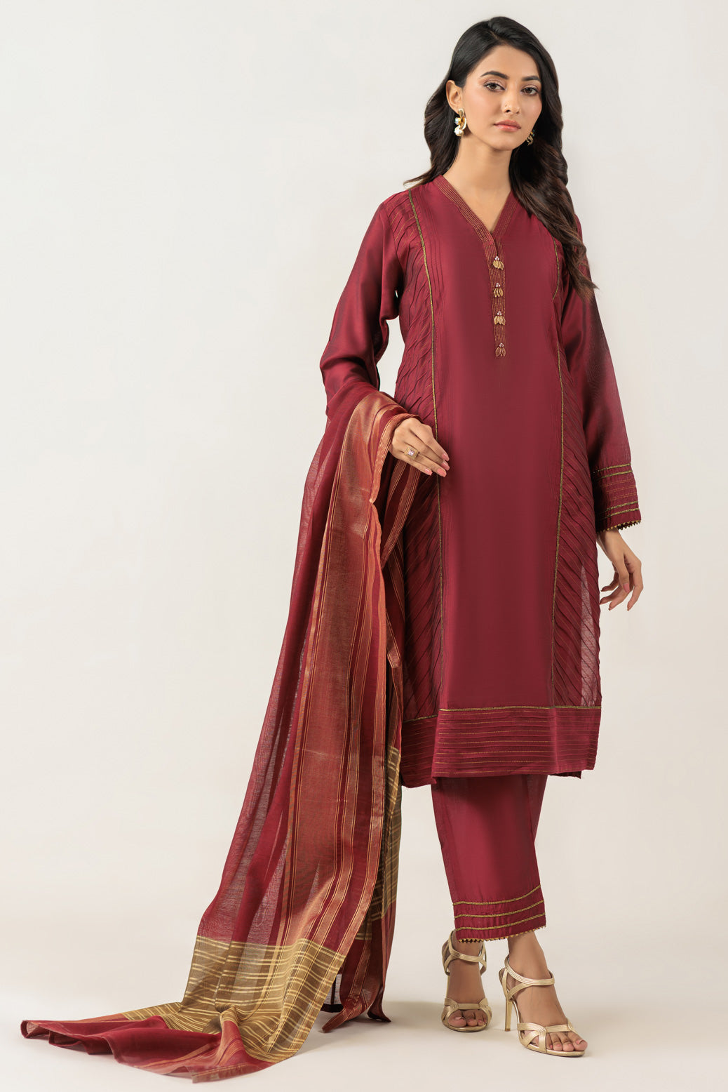 Bonanza Satrangi | Maroon Silk 3 Piece (PWS7243P13) 8 Maroon