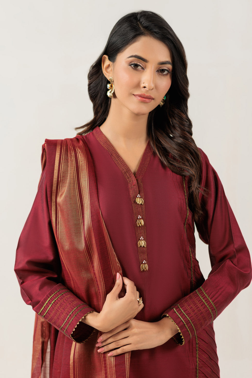 Bonanza Satrangi | Maroon Silk 3 Piece (PWS7243P13) 14 Maroon