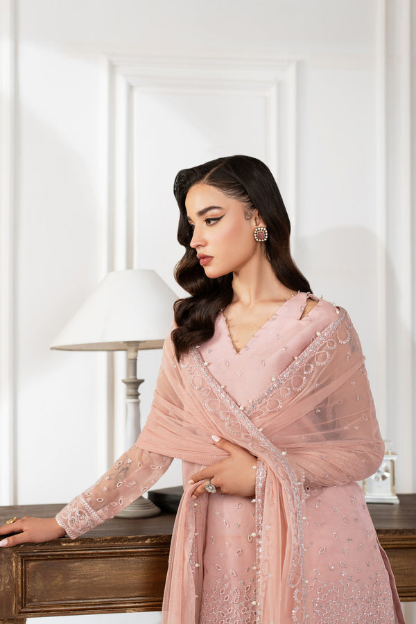 Azzal | Mishri Formals | Parisa L Pastel Pink Organza